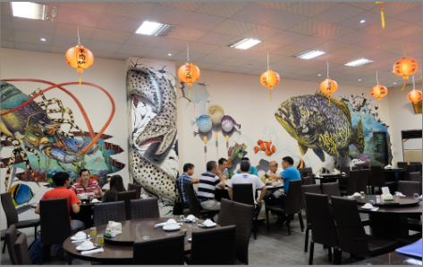 临海海鲜餐厅墙体彩绘
